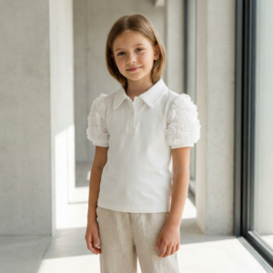 Блузка короткий рукав з комірцем Domeiland Айворі