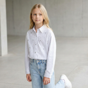Сорочка біла в полоску з камінцями Q&J FASHION Білий